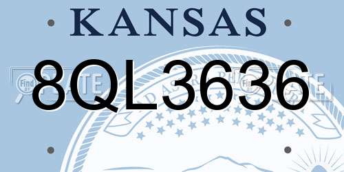 8QL3636 Kansas License Plate