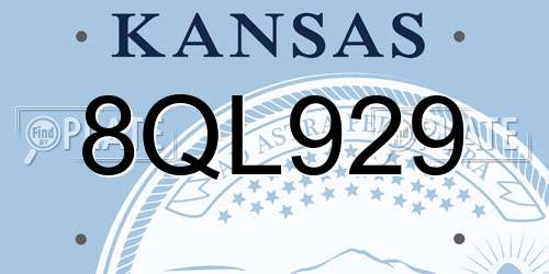 8QL929 Kansas License Plate