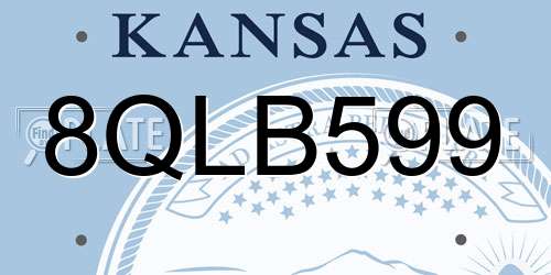 8QLB599 Kansas License Plate