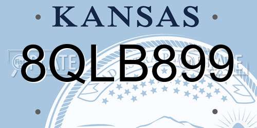 8QLB899 Kansas License Plate