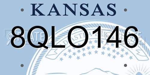 8QLO146 Kansas License Plate