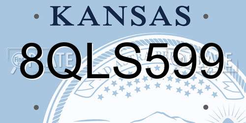 8QLS599 Kansas License Plate