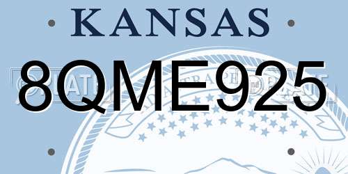 8QME925 Kansas License Plate