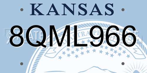 8QML966 Kansas License Plate
