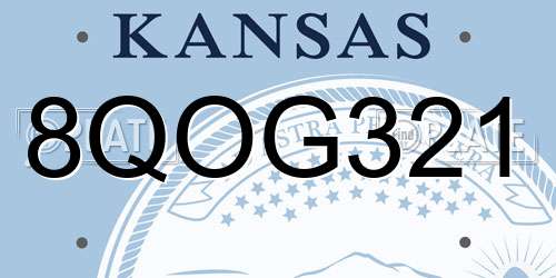 8QOG321 Kansas License Plate