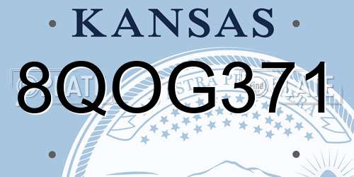 8QOG371 Kansas License Plate
