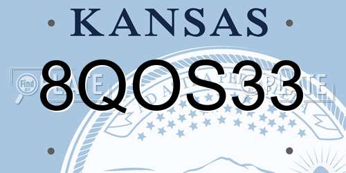 8QOS33 Kansas License Plate