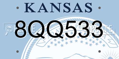 8QQ533 Kansas License Plate