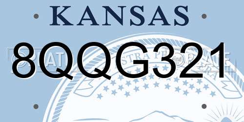 8QQG321 Kansas License Plate