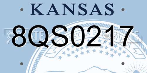 8QS0217 Kansas License Plate
