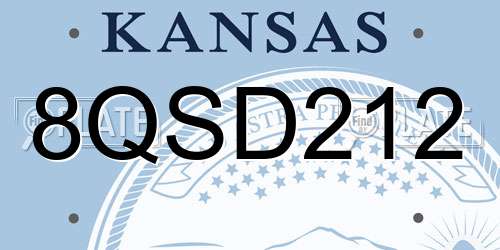 8QSD212 Kansas License Plate