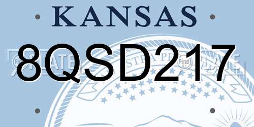 8QSD217 Kansas License Plate