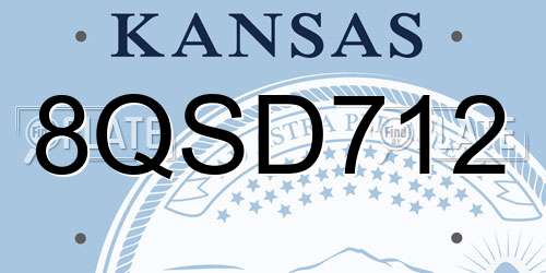 8QSD712 Kansas License Plate