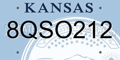 8QSO212 Kansas License Plate
