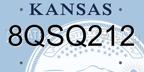 8QSQ212 Kansas License Plate