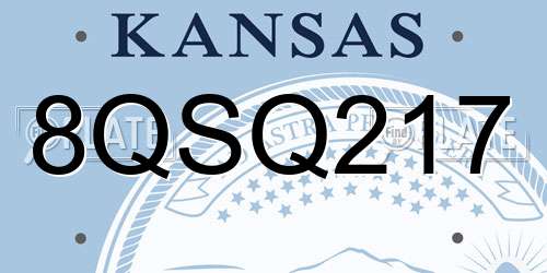 8QSQ217 Kansas License Plate