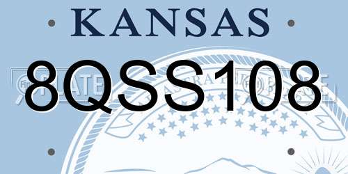 8QSS108 Kansas License Plate