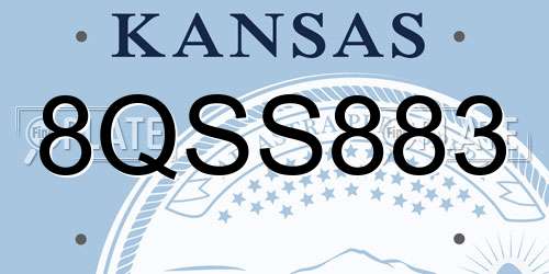 8QSS883 Kansas License Plate