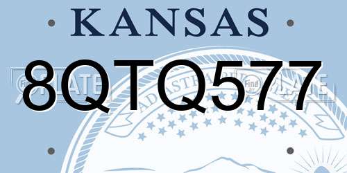 8QTQ577 Kansas License Plate