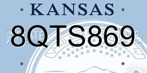 8QTS869 Kansas License Plate