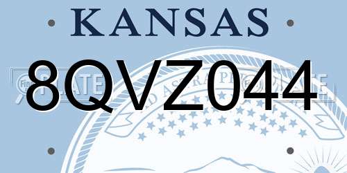 8QVZ044 Kansas License Plate