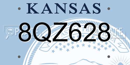 8QZ628 Kansas License Plate