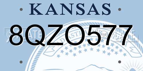 8QZO577 Kansas License Plate