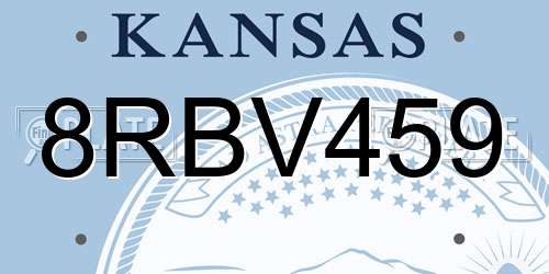 8RBV459 Kansas License Plate
