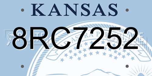 8RC7252 Kansas License Plate