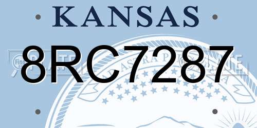 8RC7287 Kansas License Plate