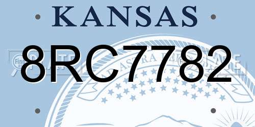 8RC7782 Kansas License Plate