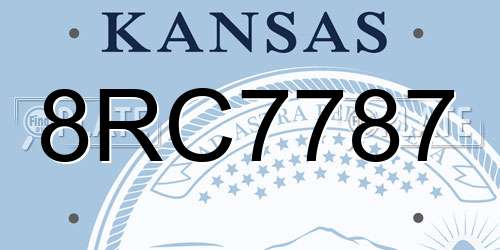 8RC7787 Kansas License Plate