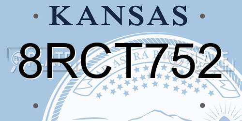 8RCT752 Kansas License Plate