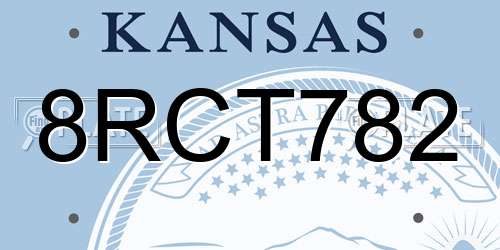 8RCT782 Kansas License Plate