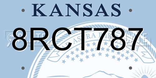 8RCT787 Kansas License Plate