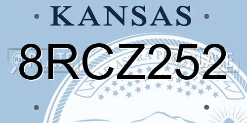 8RCZ252 Kansas License Plate