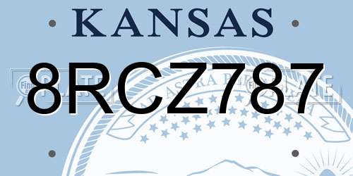 8RCZ787 Kansas License Plate