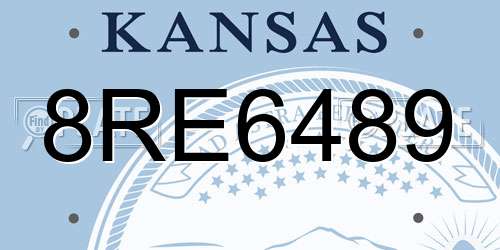 8RE6489 Kansas License Plate
