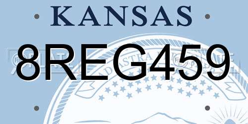 8REG459 Kansas License Plate