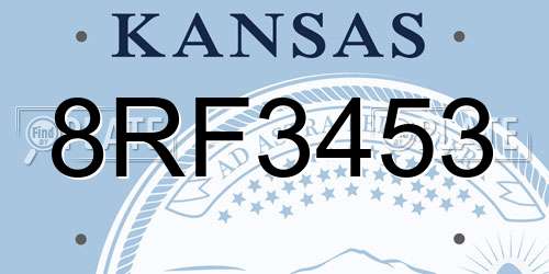 8RF3453 Kansas License Plate