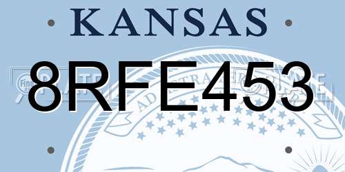 8RFE453 Kansas License Plate