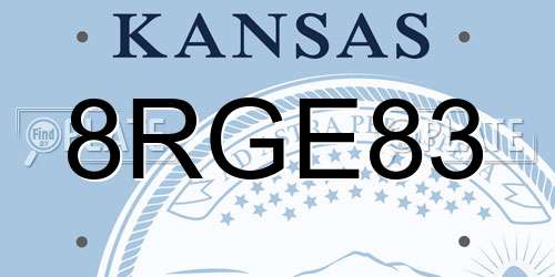 8RGE83 Kansas License Plate