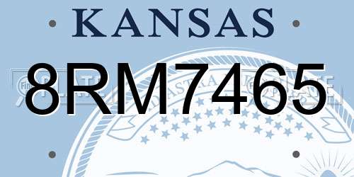 8RM7465 Kansas License Plate