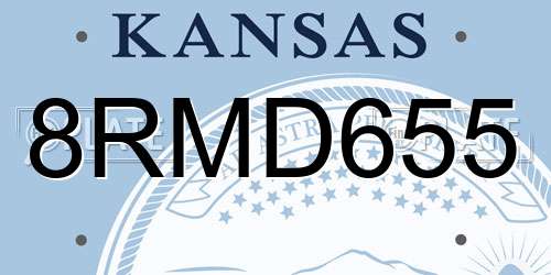 8RMD655 Kansas License Plate