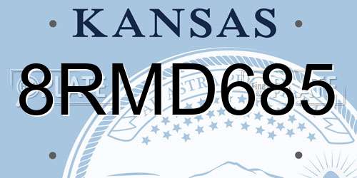 8RMD685 Kansas License Plate