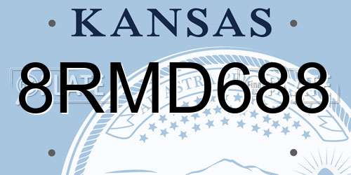 8RMD688 Kansas License Plate