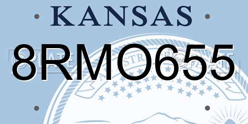 8RMO655 Kansas License Plate