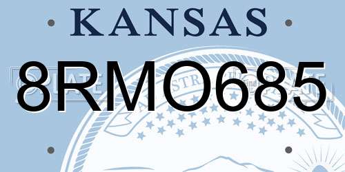 8RMO685 Kansas License Plate