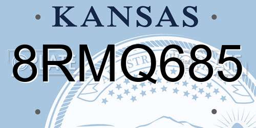 8RMQ685 Kansas License Plate