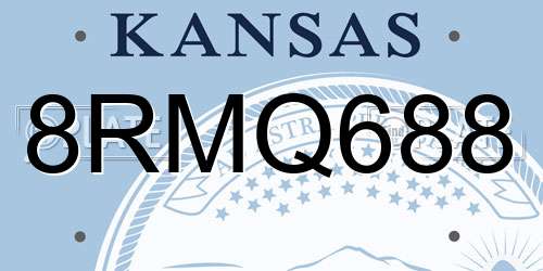 8RMQ688 Kansas License Plate